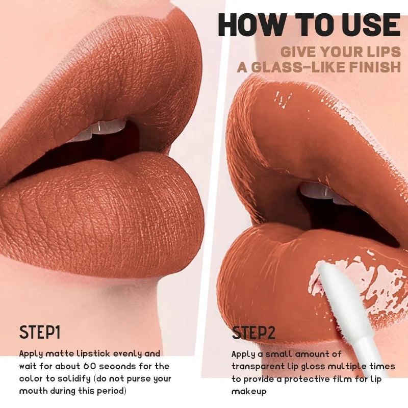 2 in 1 Double Head Matte Lipliner & Lip Gloss