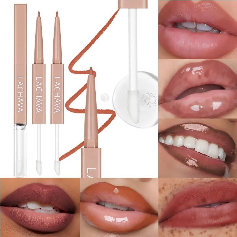2 in 1 Double Head Matte Lipliner & Lip Gloss