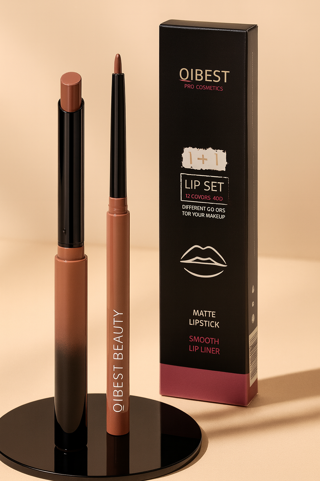 QIBEST Matte Nude Lipstick Pen Long Lasting Lipliner Lip Pencil